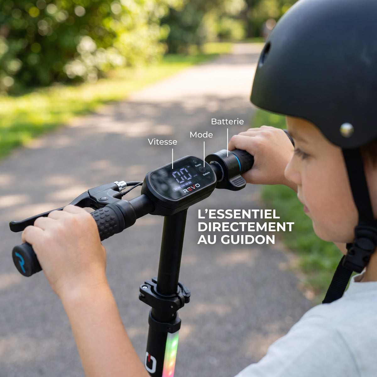 Trottinette Électrique Enfant REVO Spark 15 – 150 W – 3 Vitesses – Jusqu’à 15 km/h – Autonomie 8 km