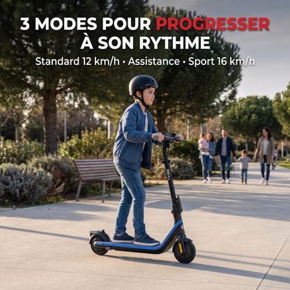 Trottinette Électrique Enfant REVO Kinetik 16 – Jusqu’à 16 km/h – Autonomie jusqu’à 16 km – 3 Modes de Conduite – Guidon Réglable