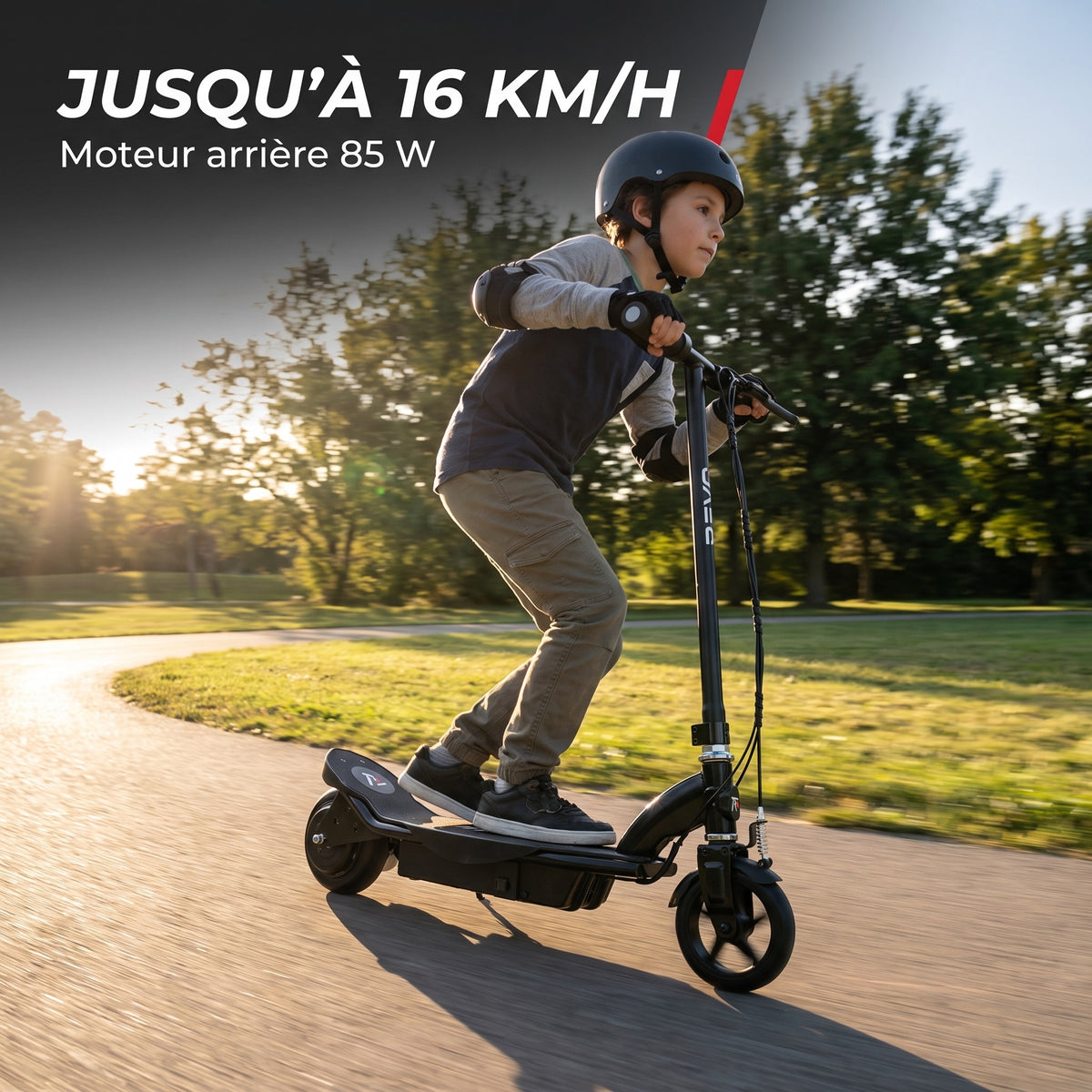 Trottinette Électrique Enfant REVO Junior 85 – 85 W – Jusqu’à 16 km/h – Batterie 12 V – Dès 8 ans