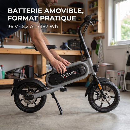 Draisienne Électrique REVO Glide 14 – 350 W – Autonomie jusqu’à 15 km – Roues 14″ – Batterie Amovible 36 V 5,2 Ah