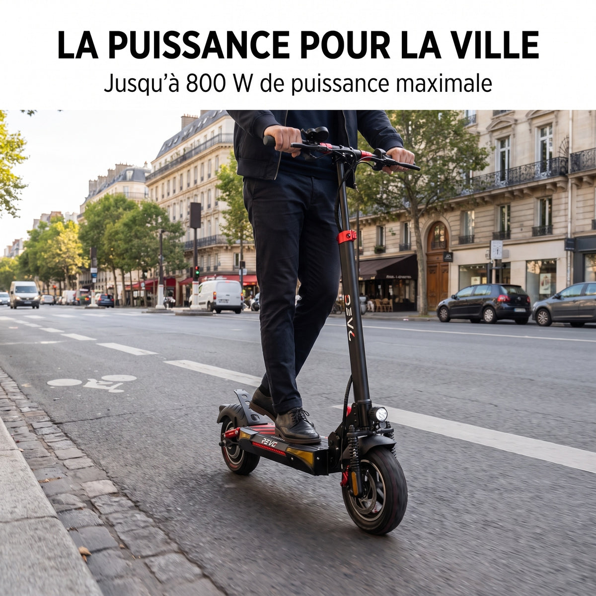 Trottinette Électrique REVO Axion 800 – 800 W Max – Autonomie jusqu’à 45 km – Batterie 48 V 13 Ah – Double Suspension – Roues 10"