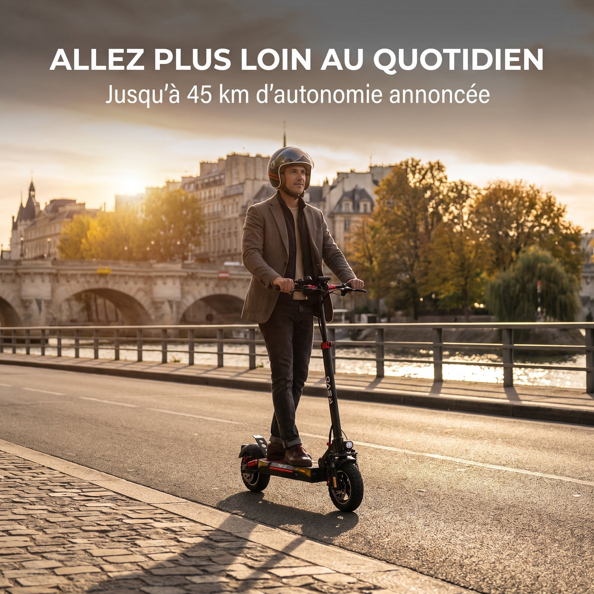 Trottinette Électrique REVO Axion 800 – 800 W Max – Autonomie jusqu’à 45 km – Batterie 48 V 13 Ah – Double Suspension – Roues 10"