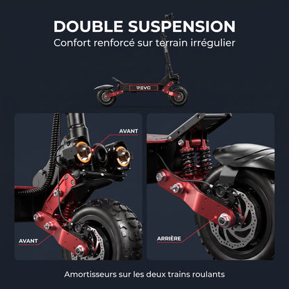 Trottinette Électrique REVO Talon X2 – Double Moteur – Batterie 60 V 33 Ah – Autonomie 80 à 100 km – Pneus Tout-Terrain 11"