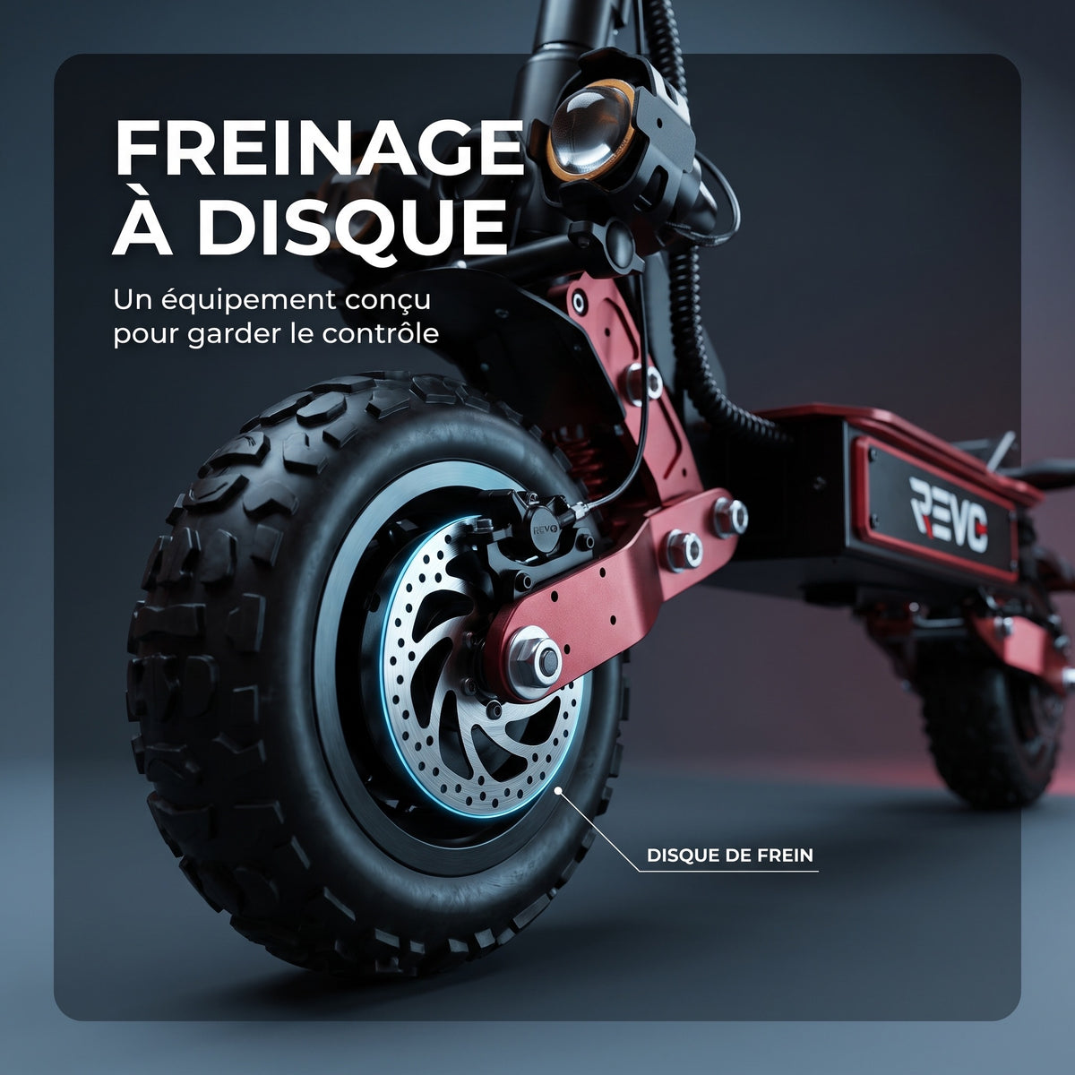 Trottinette Électrique REVO Talon X2 – Double Moteur – Batterie 60 V 33 Ah – Autonomie 80 à 100 km – Pneus Tout-Terrain 11"