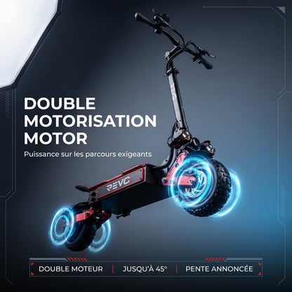 Trottinette Électrique REVO Talon X2 – Double Moteur – Batterie 60 V 33 Ah – Autonomie 80 à 100 km – Pneus Tout-Terrain 11"