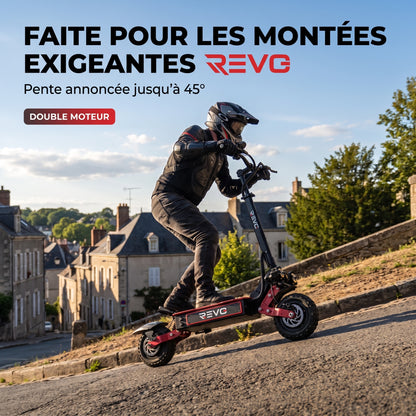 Trottinette Électrique REVO Talon X2 – Double Moteur – Batterie 60 V 33 Ah – Autonomie 80 à 100 km – Pneus Tout-Terrain 11"
