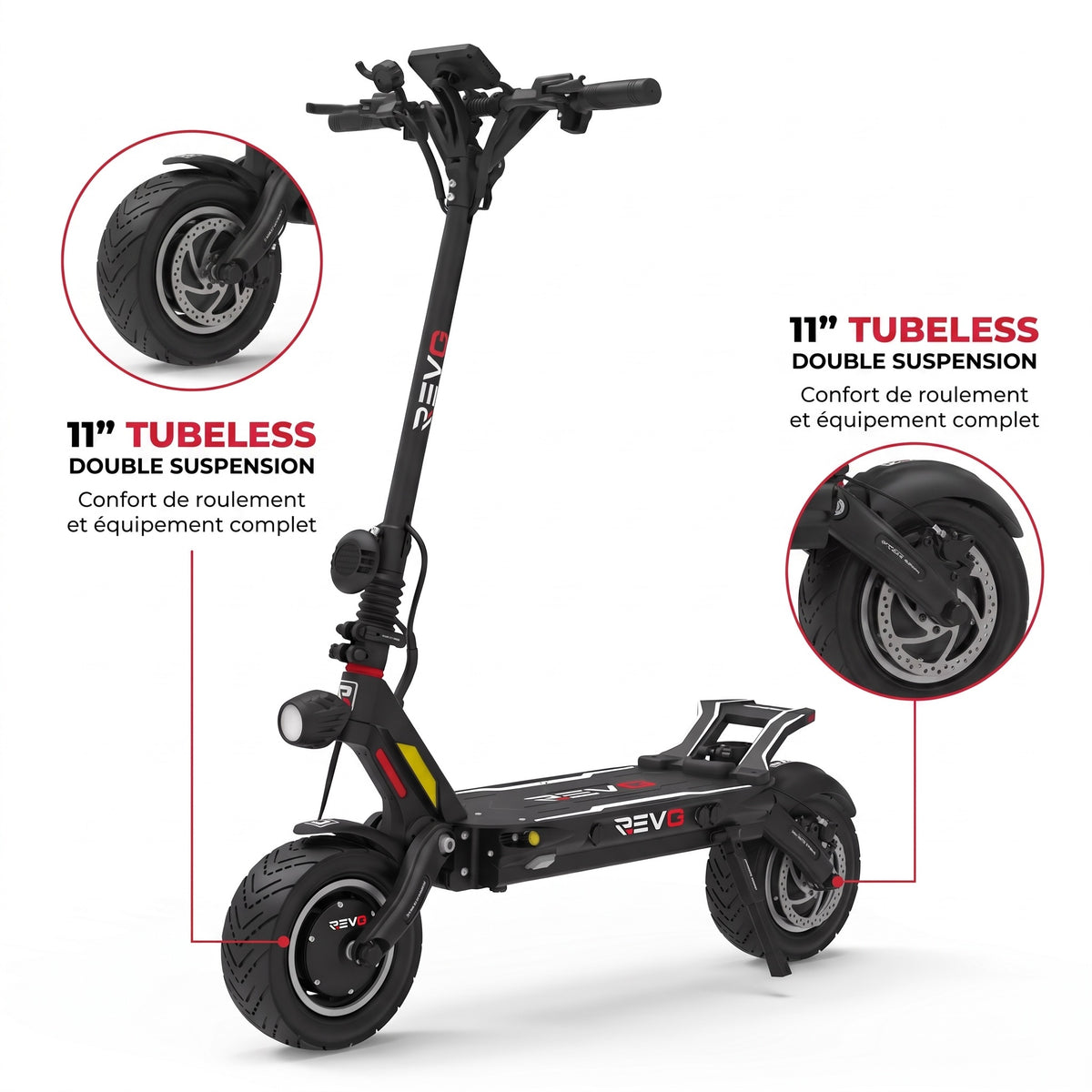 Trottinette Électrique REVO Dominion 60 – Batterie 60 V 35 Ah – 25 km/h – Pneus Tubeless 11″ – Double Suspension