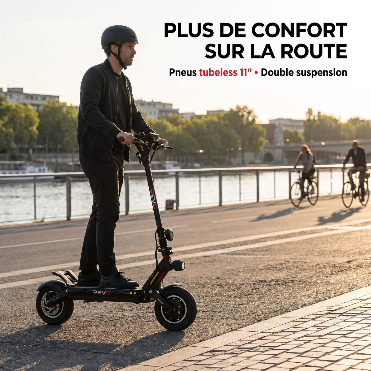 Trottinette Électrique REVO Dominion 60 – Batterie 60 V 35 Ah – 25 km/h – Pneus Tubeless 11″ – Double Suspension