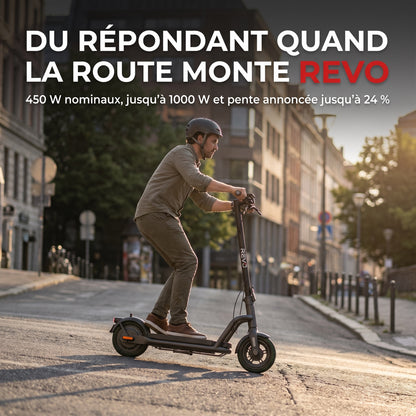 Trottinette Électrique REVO Roam 65 – 1000 W Max – Autonomie jusqu’à 65 km – Batterie 46,8 V 12,5 Ah – Pneus Tout-Terrain 10,5″ & Application