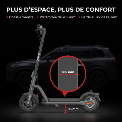 Trottinette Électrique REVO Roam 65 – 1000 W Max – Autonomie jusqu’à 65 km – Batterie 46,8 V 12,5 Ah – Pneus Tout-Terrain 10,5″ & Application