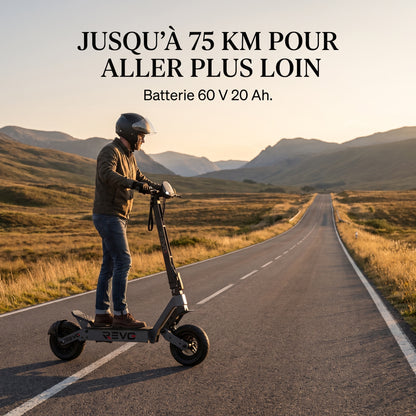Trottinette Électrique REVO Oryx 75 – Autonomie jusqu’à 75 km – Batterie 60 V 20 Ah – Pneus 11″ – Double Suspension