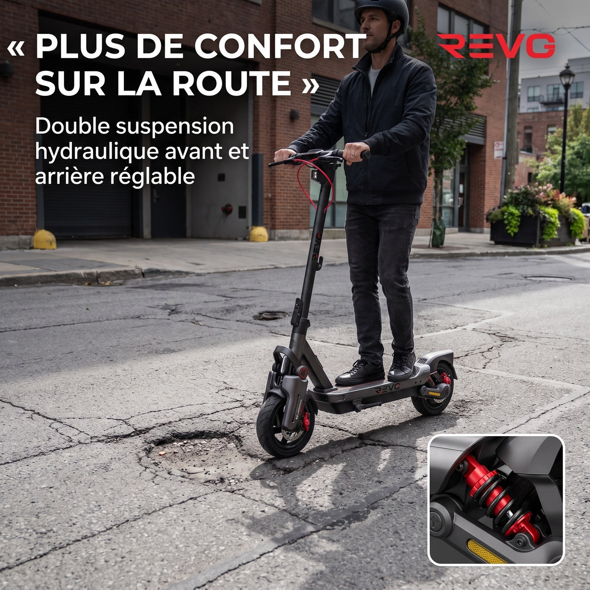 Trottinette Électrique REVO Elevon 80 – 2 000 W – 25 km/h – Autonomie jusqu’à 80 km – Pneus 11″ – Écran TFT 2,4″