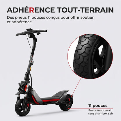 Trottinette Électrique REVO Vanguard 11 – 25 km/h – Pneus Tout-Terrain 11″ – Double Suspension – Charge 120 kg
