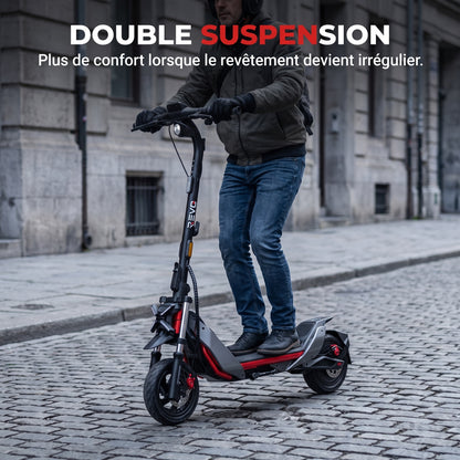 Trottinette Électrique REVO Vanguard 11 – 25 km/h – Pneus Tout-Terrain 11″ – Double Suspension – Charge 120 kg