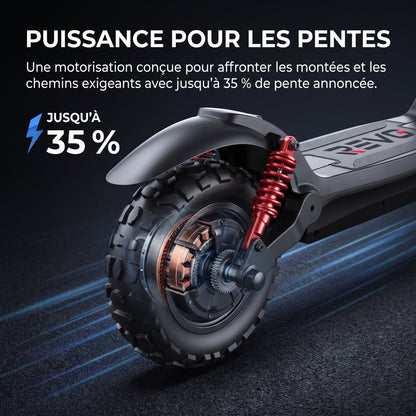 Trottinette Électrique REVO Stride 60 – Autonomie jusqu’à 60 km – Batterie 48 V 15 Ah – Pneus 11″ Tout-Terrain – Double Suspension