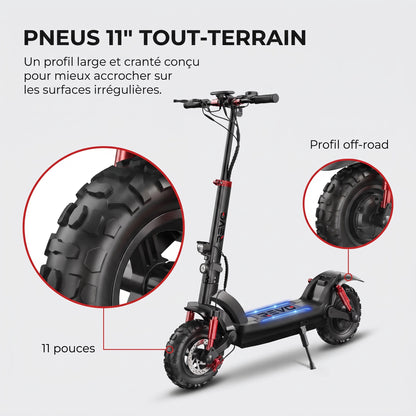 Trottinette Électrique REVO Stride 60 – Autonomie jusqu’à 60 km – Batterie 48 V 15 Ah – Pneus 11″ Tout-Terrain – Double Suspension