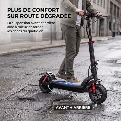 Trottinette Électrique REVO Stride 60 – Autonomie jusqu’à 60 km – Batterie 48 V 15 Ah – Pneus 11″ Tout-Terrain – Double Suspension