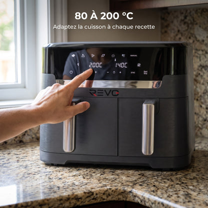 Air Fryer REVO Twinora 11 – 11 L – Double Zone 6,5 L + 4,5 L – 2 700 W – 7 Programmes