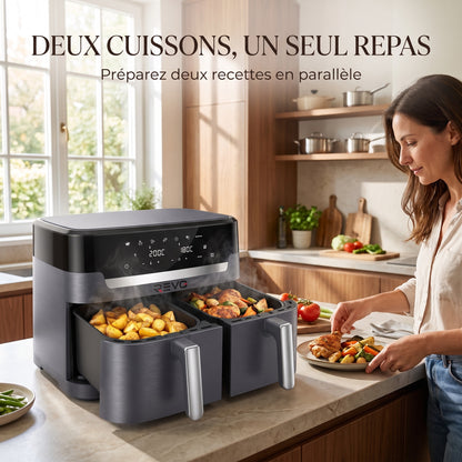 Air Fryer REVO Twinora 11 – 11 L – Double Zone 6,5 L + 4,5 L – 2 700 W – 7 Programmes