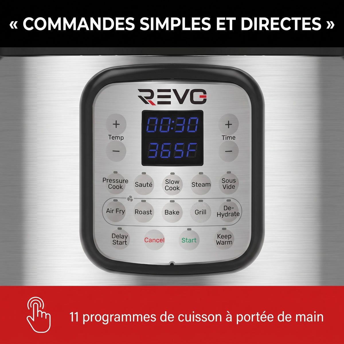 Multicuiseur & Air Fryer REVO Fusion 6 – 5,7 L – 1500 W – 11 Fonctions de Cuisson – Cuisson Sous Pression & Friture à Air