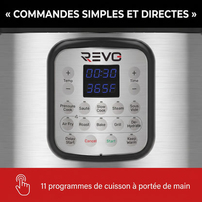 Multicuiseur & Air Fryer REVO Fusion 6 – 5,7 L – 1500 W – 11 Fonctions de Cuisson – Cuisson Sous Pression & Friture à Air