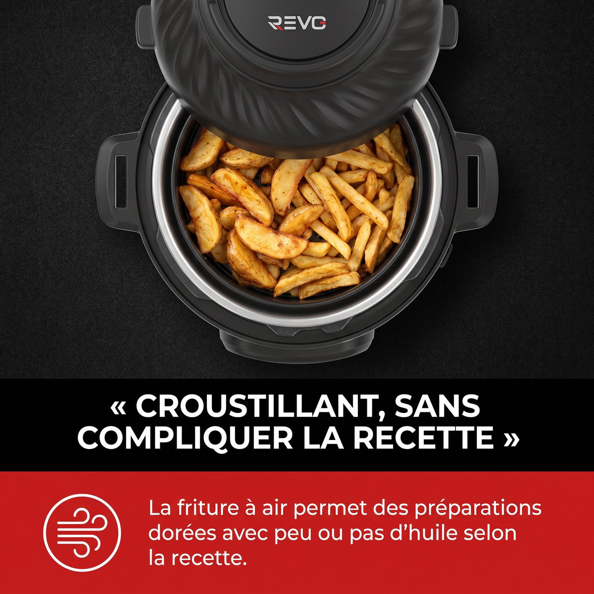 Multicuiseur & Air Fryer REVO Fusion 6 – 5,7 L – 1500 W – 11 Fonctions de Cuisson – Cuisson Sous Pression & Friture à Air
