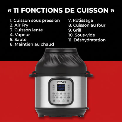 Multicuiseur & Air Fryer REVO Fusion 6 – 5,7 L – 1500 W – 11 Fonctions de Cuisson – Cuisson Sous Pression & Friture à Air