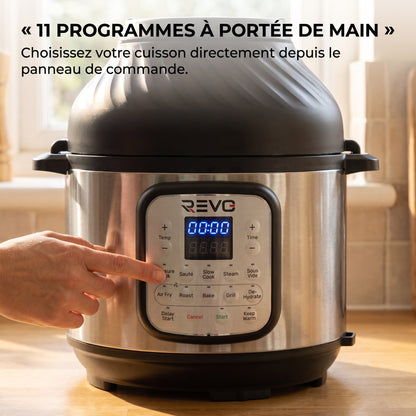 Multicuiseur & Air Fryer REVO Fusion 6 – 5,7 L – 1500 W – 11 Fonctions de Cuisson – Cuisson Sous Pression & Friture à Air
