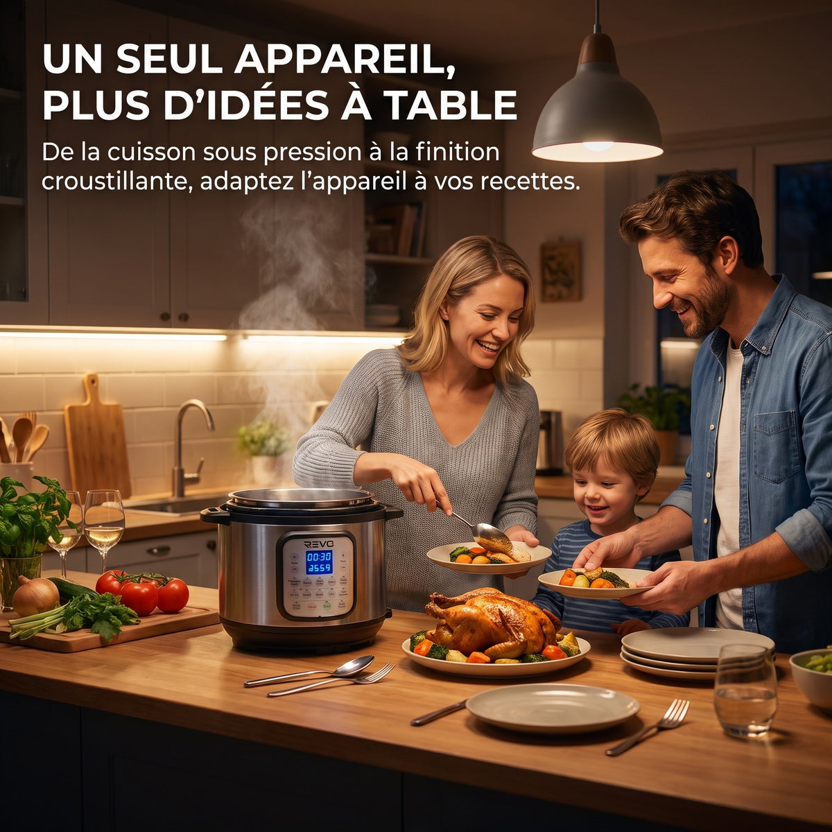 Multicuiseur & Air Fryer REVO Fusion 6 – 5,7 L – 1500 W – 11 Fonctions de Cuisson – Cuisson Sous Pression & Friture à Air
