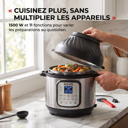 Multicuiseur & Air Fryer REVO Fusion 6 – 5,7 L – 1500 W – 11 Fonctions de Cuisson – Cuisson Sous Pression & Friture à Air