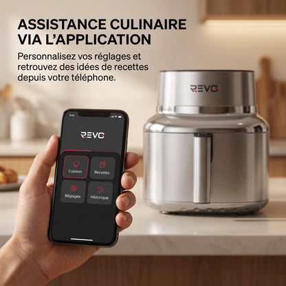Air Fryer REVO Auris 6 – 6,2 L – 1 725 W – Acier Inoxydable & Céramique – 30 à 230 °C