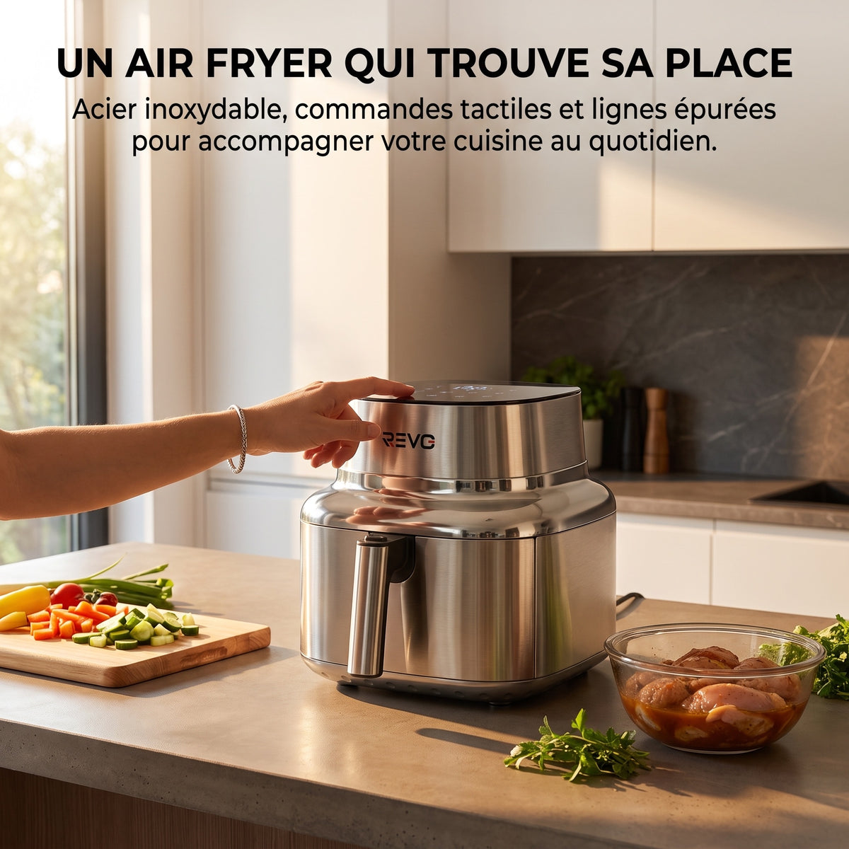 Air Fryer REVO Auris 6 – 6,2 L – 1 725 W – Acier Inoxydable & Céramique – 30 à 230 °C