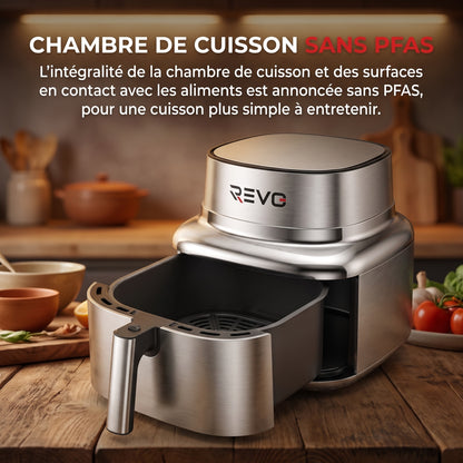 Air Fryer REVO Auris 6 – 6,2 L – 1 725 W – Acier Inoxydable & Céramique – 30 à 230 °C