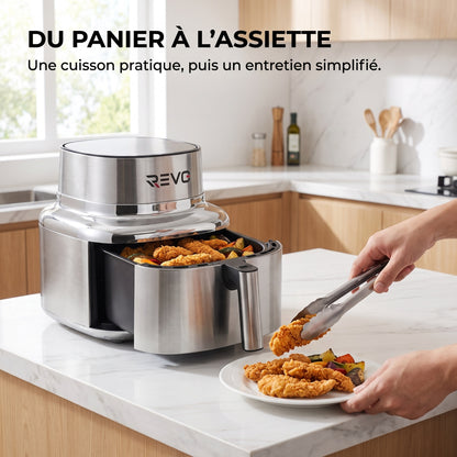 Air Fryer REVO Auris 6 – 6,2 L – 1 725 W – Acier Inoxydable & Céramique – 30 à 230 °C