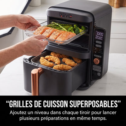 Air Fryer Vertical REVO Altis 95 – 9,5 L, 2 Tiroirs, 4 Niveaux de Cuisson & 6 Fonctions