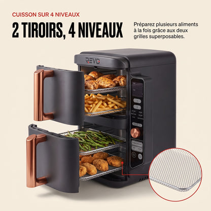 Air Fryer Vertical REVO Altis 95 – 9,5 L, 2 Tiroirs, 4 Niveaux de Cuisson & 6 Fonctions