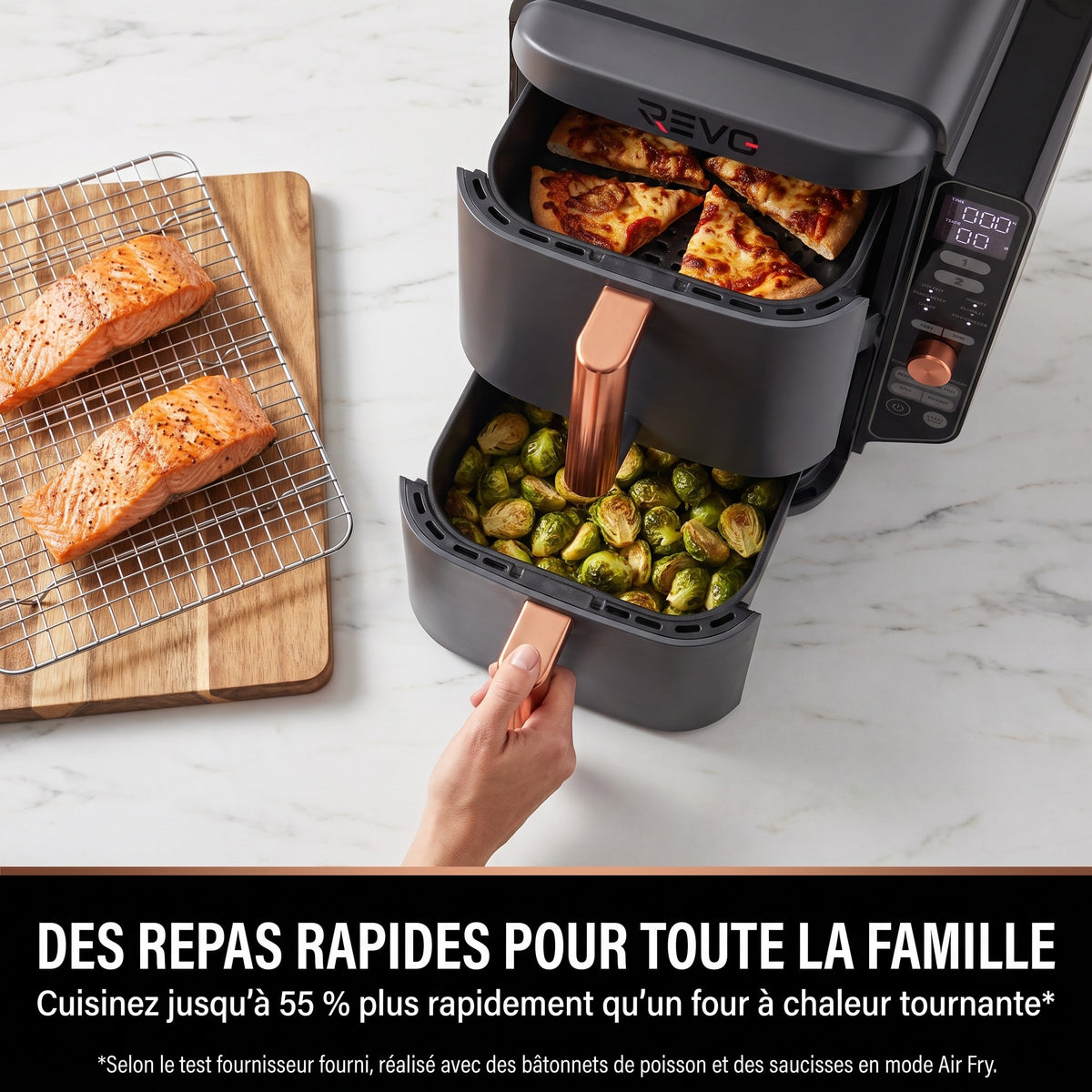 Air Fryer Vertical REVO Altis 95 – 9,5 L, 2 Tiroirs, 4 Niveaux de Cuisson & 6 Fonctions