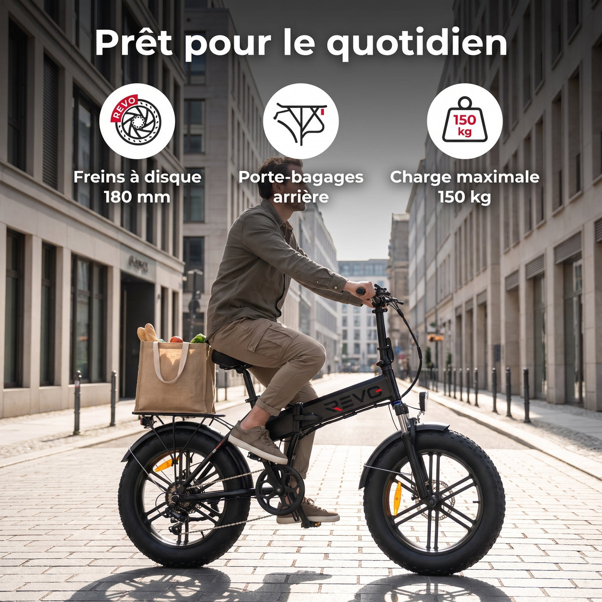 Vélo Électrique Pliable REVO Rover 100 – 250 W, Batterie 48 V 13 Ah, Fat Bike 20" & Capteur de Couple