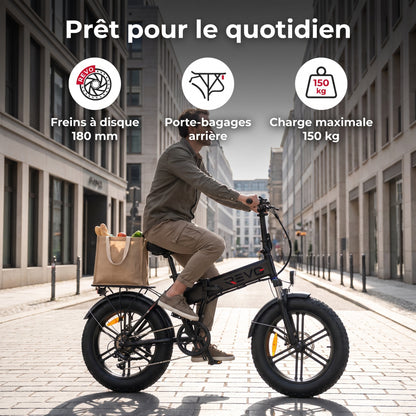 Vélo Électrique Pliable REVO Rover 100 – 250 W, Batterie 48 V 13 Ah, Fat Bike 20" & Capteur de Couple