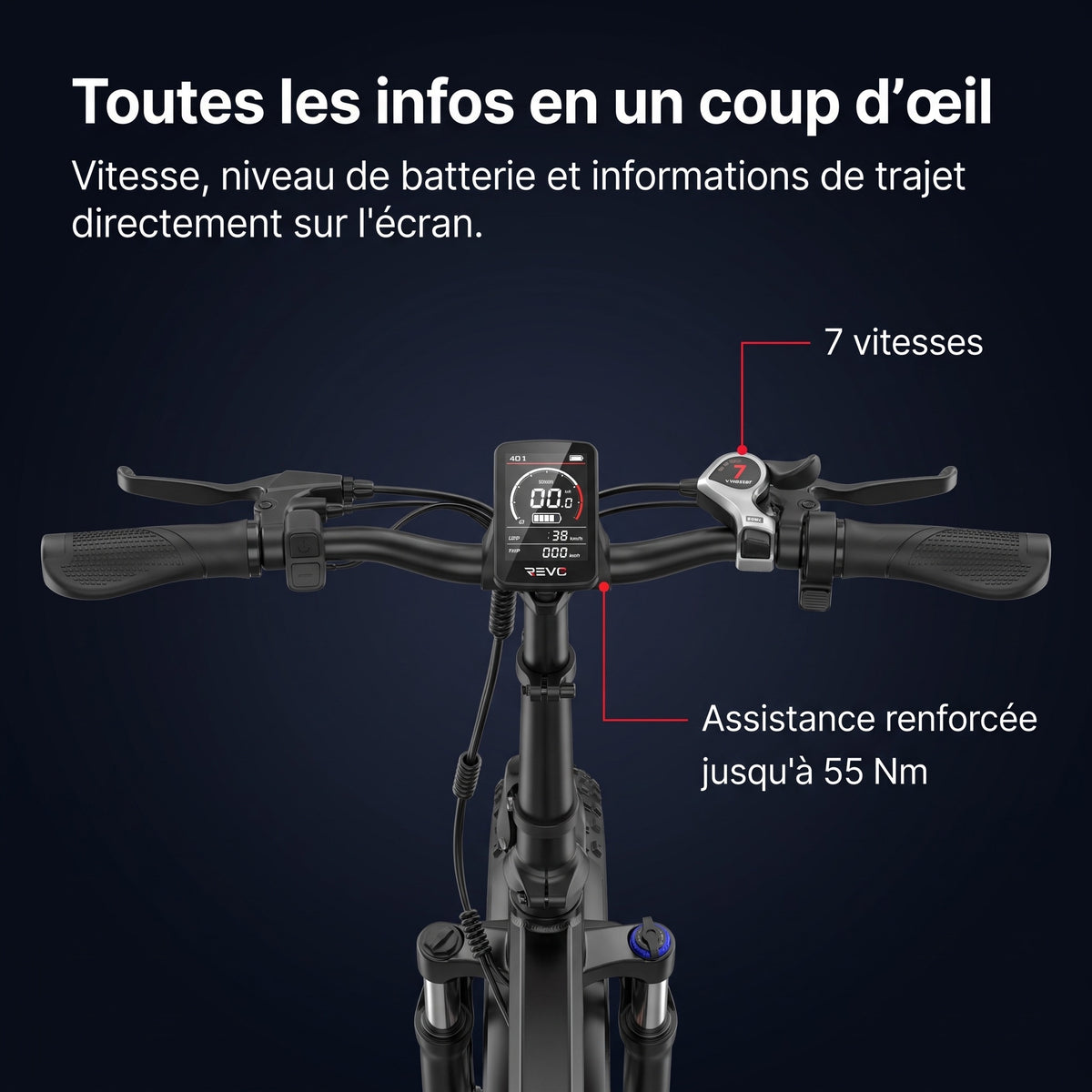Vélo Électrique Pliable REVO Rover 100 – 250 W, Batterie 48 V 13 Ah, Fat Bike 20" & Capteur de Couple