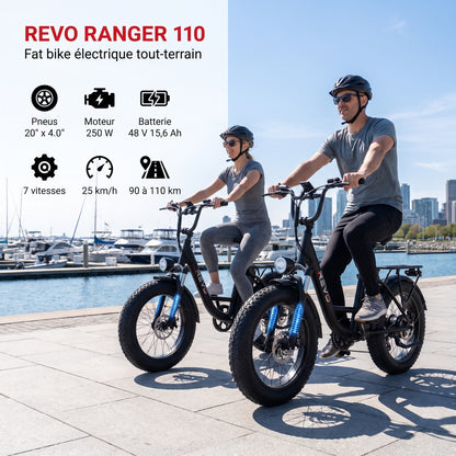 Vélo Électrique Fat Bike REVO Ranger 110 - 250 W avec Batterie Amovible 48 V 15,6 Ah, Écran LCD Couleur & Autonomie jusqu’à 110 km