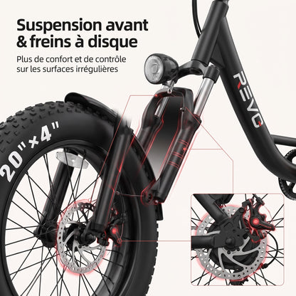 Vélo Électrique Fat Bike REVO Ranger 110 - 250 W avec Batterie Amovible 48 V 15,6 Ah, Écran LCD Couleur & Autonomie jusqu’à 110 km