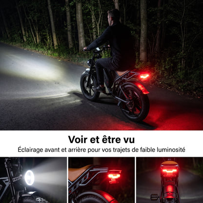 Vélo Électrique Fat Bike REVO Outland 120 – Couple 120 N·m, Batterie Amovible 48 V, Pneus 20 × 4", Suspension Complète & 7 Vitesses