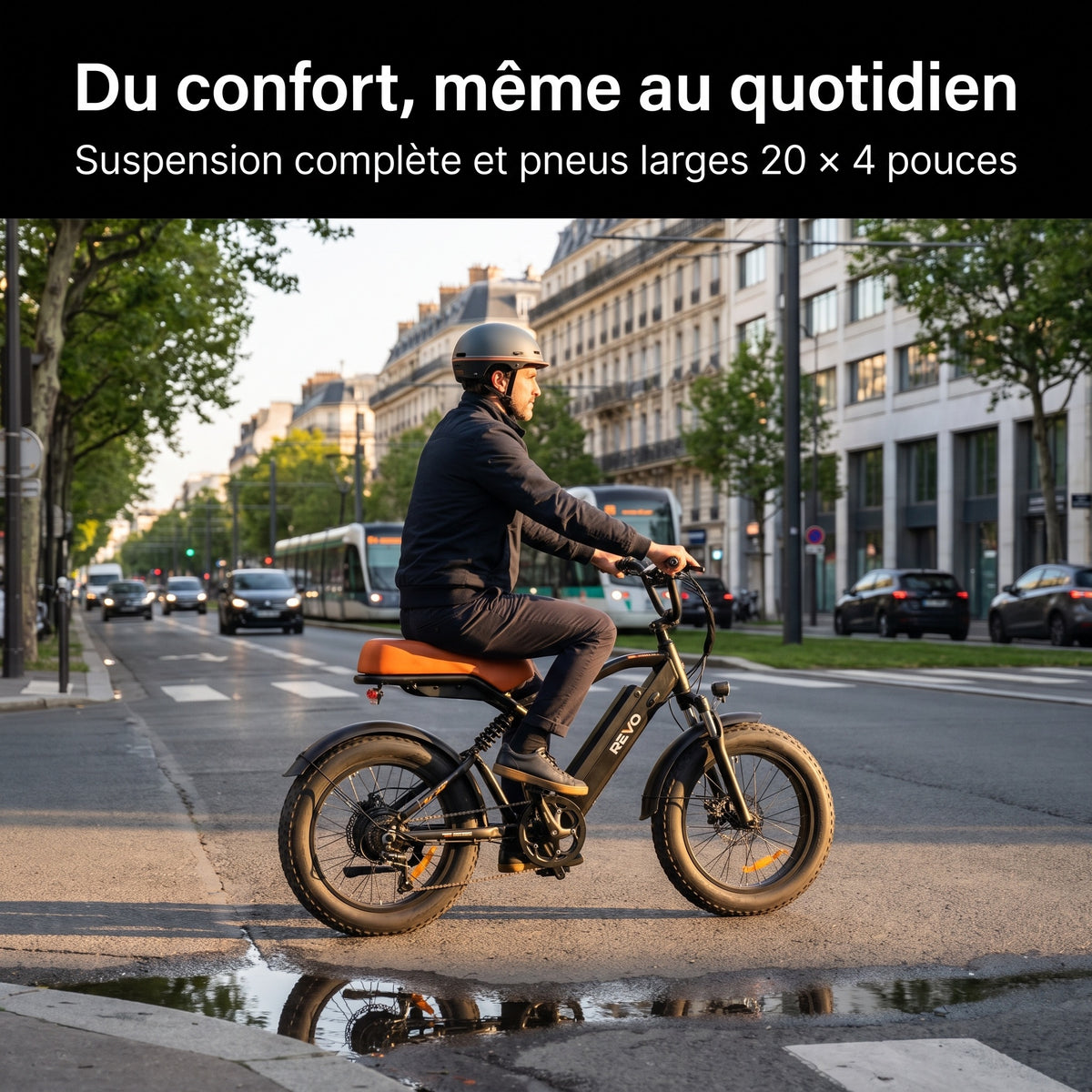 Vélo Électrique Fat Bike REVO Outland 120 – Couple 120 N·m, Batterie Amovible 48 V, Pneus 20 × 4", Suspension Complète & 7 Vitesses