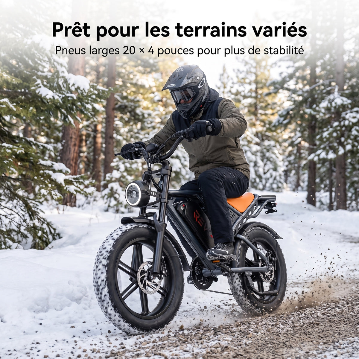 Vélo Électrique Fat Bike REVO Outland 120 – Couple 120 N·m, Batterie Amovible 48 V, Pneus 20 × 4", Suspension Complète & 7 Vitesses