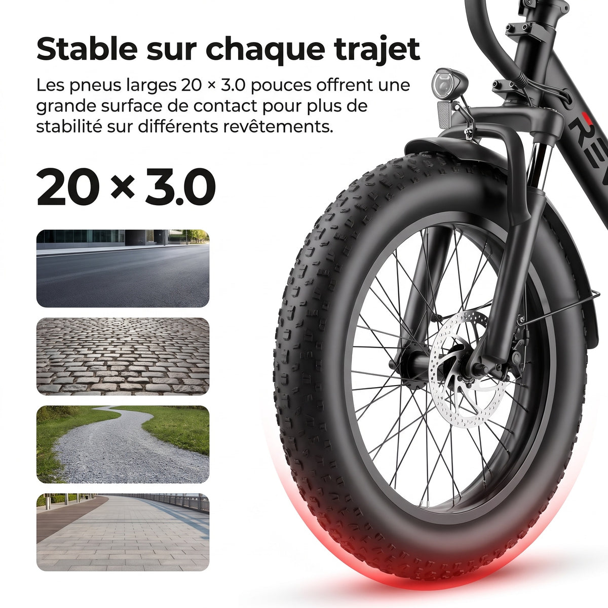 Vélo Électrique Pliable REVO Urbanix 65 – Fat Bike 20" × 3.0", 250 W, 65 km d’Autonomie & 7 Vitesses