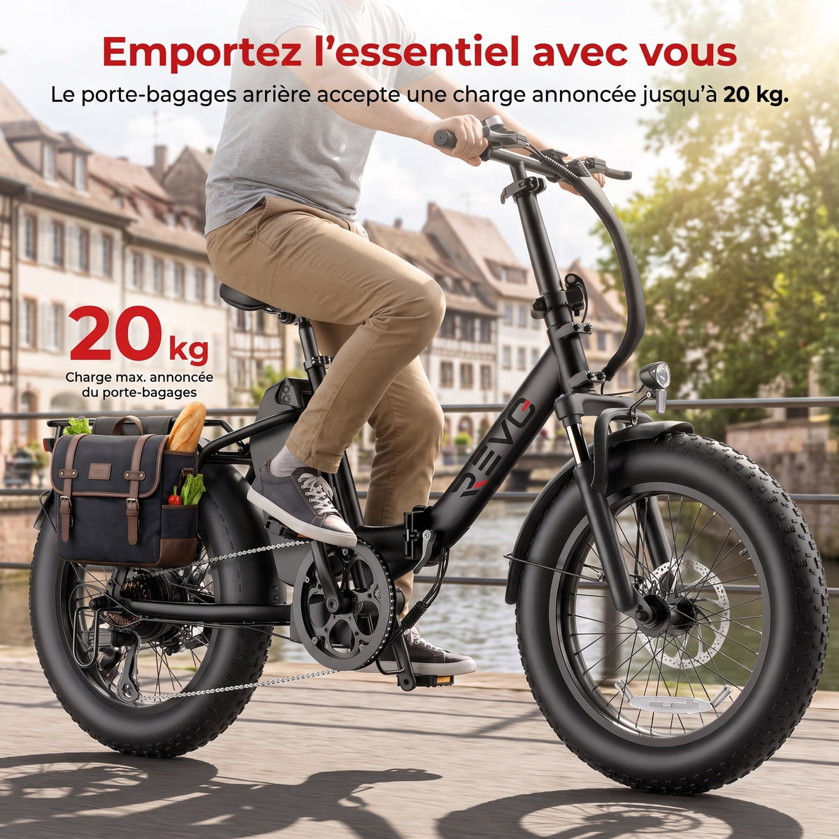 Vélo Électrique Pliable REVO Urbanix 65 – Fat Bike 20" × 3.0", 250 W, 65 km d’Autonomie & 7 Vitesses