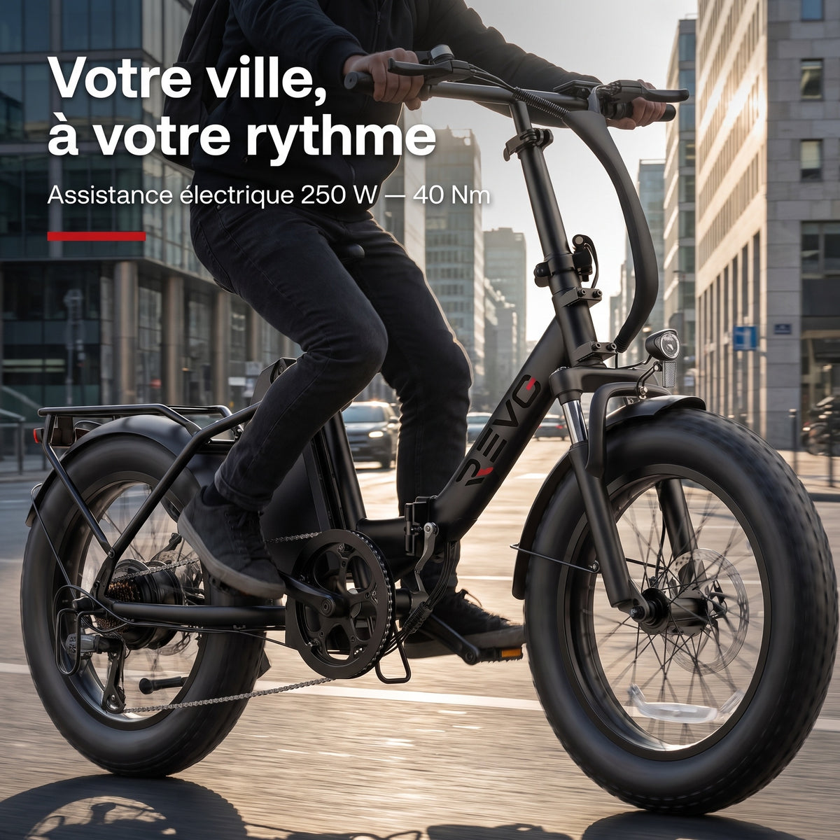 Vélo Électrique Pliable REVO Urbanix 65 – Fat Bike 20" × 3.0", 250 W, 65 km d’Autonomie & 7 Vitesses
