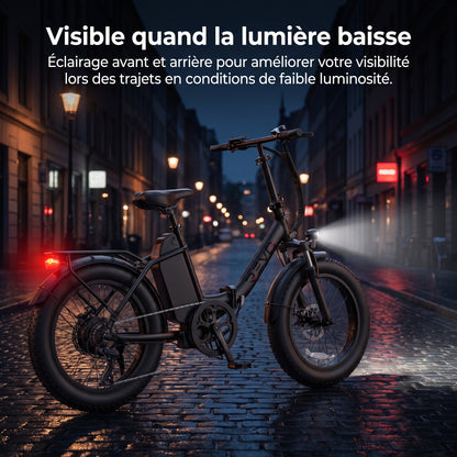 Vélo Électrique Pliable REVO Urbanix 65 – Fat Bike 20" × 3.0", 250 W, 65 km d’Autonomie & 7 Vitesses