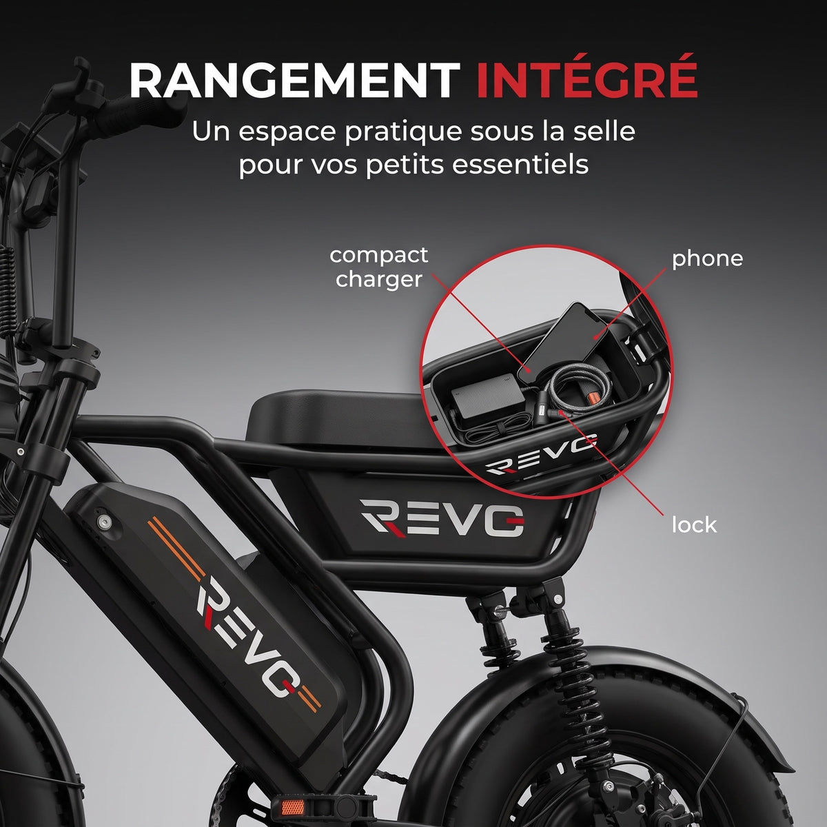Vélo Électrique Fat Bike REVO Drifter 16 – 250 W, Batterie Amovible 48 V 13 Ah, Pneus 16 × 3.0" & Suspensions